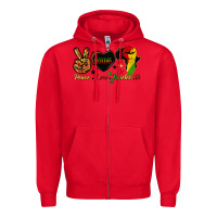 Red peace love juneteenth raised fist Zipper Hoodie - HRA Design Shop