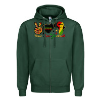 Sports Green peace love juneteenth raised fist Zipper Hoodie - HRA Design Shop