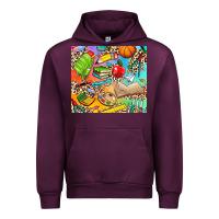 Mauve Wine school elements Urban Hoodie - NancyCooperArtShop
