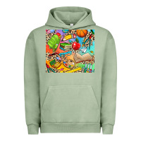 Pigment Oil Green school elements Urban Hoodie - NancyCooperArtShop