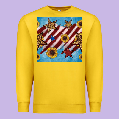 Western Star With Sunflower Seamless Pattern Premium Sweatshirt Designed By Bundleandbundleshop