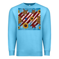 Ocean Blue western star with sunflower seamless pattern Premium Sweatshirt - BundleAndBundleShop
