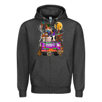 Charcoal Heather Hallloween Farm animals Truck Zipper Hoodie - CowhideDigitalArt