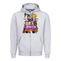 Heather Grey Hallloween Farm animals Truck Zipper Hoodie - CowhideDigitalArt