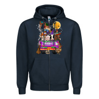 Navy Hallloween Farm animals Truck Zipper Hoodie - CowhideDigitalArt
