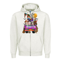 Oatmeal Heather Hallloween Farm animals Truck Zipper Hoodie - CowhideDigitalArt