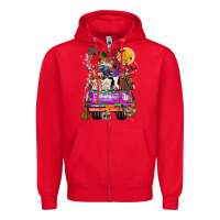 Red Hallloween Farm animals Truck Zipper Hoodie - CowhideDigitalArt