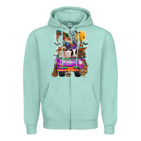 Seafoam Hallloween Farm animals Truck Zipper Hoodie - CowhideDigitalArt