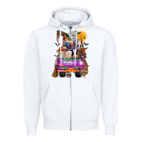White Hallloween Farm animals Truck Zipper Hoodie - CowhideDigitalArt