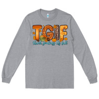Heather Grey tgif thank goodness it s fall Long Sleeve Tee - Zillion Design Studio