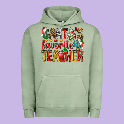 Santas Favorite Teacher Urban Hoodie Designed By Nancycooperartshop