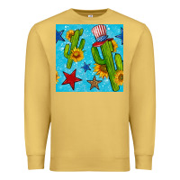 Antique Gold 4th of july cacti seamless pattern Premium Sweatshirt - BundleAndBundleShop