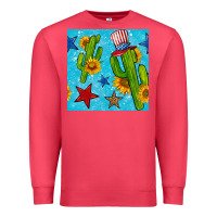 Cardinal 4th of july cacti seamless pattern Premium Sweatshirt - BundleAndBundleShop