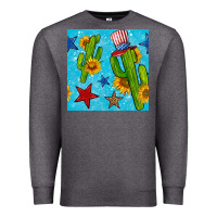 Charcoal Heather 4th of july cacti seamless pattern Premium Sweatshirt - BundleAndBundleShop