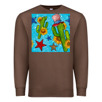 Chestnut 4th of july cacti seamless pattern Premium Sweatshirt - BundleAndBundleShop