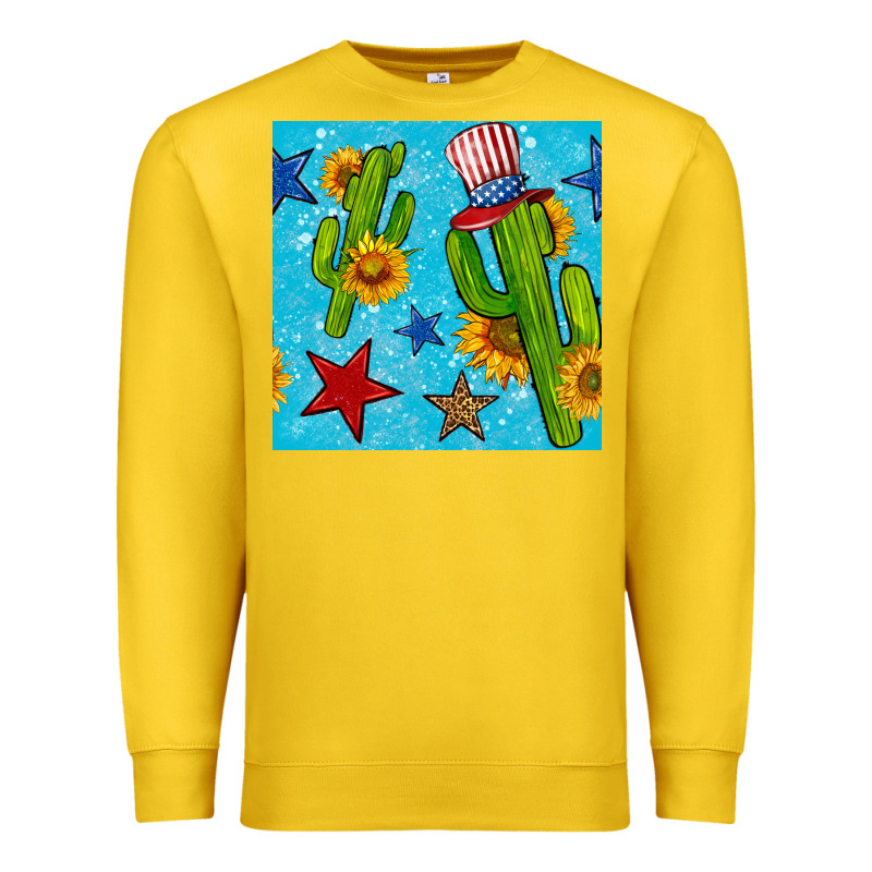 4th Of July Cacti Seamless Pattern Premium Sweatshirt by BundleAndBundleShop | Teevron