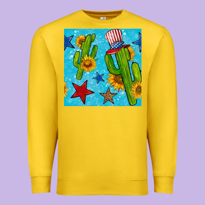 4th Of July Cacti Seamless Pattern Premium Sweatshirt Designed By Bundleandbundleshop