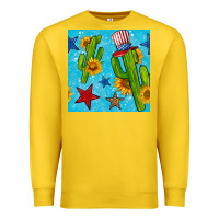 Lemon 4th of july cacti seamless pattern Premium Sweatshirt - BundleAndBundleShop