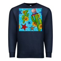 Navy 4th of july cacti seamless pattern Premium Sweatshirt - BundleAndBundleShop