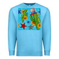 Ocean Blue 4th of july cacti seamless pattern Premium Sweatshirt - BundleAndBundleShop