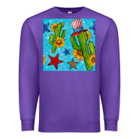 Purple 4th of july cacti seamless pattern Premium Sweatshirt - BundleAndBundleShop
