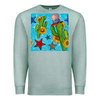 Seafoam 4th of july cacti seamless pattern Premium Sweatshirt - BundleAndBundleShop