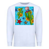 White 4th of july cacti seamless pattern Premium Sweatshirt - BundleAndBundleShop