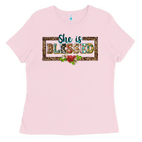 Bubblegum Pink she is blesssed floral Ladies Tee - BarkalooDesign