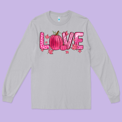 Love Breast Cancer Long Sleeve Tee Designed By Zillion Design Studio