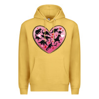 Antique Gold dinosaur valentine heart Premium Hoodie - MaliasSmallBusiness