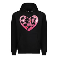 Black dinosaur valentine heart Premium Hoodie - MaliasSmallBusiness