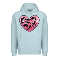 Blue Mist dinosaur valentine heart Premium Hoodie - MaliasSmallBusiness