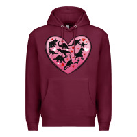 Burgundy dinosaur valentine heart Premium Hoodie - MaliasSmallBusiness