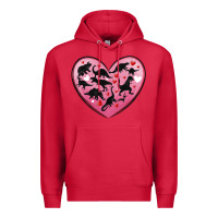 Cardinal dinosaur valentine heart Premium Hoodie - MaliasSmallBusiness