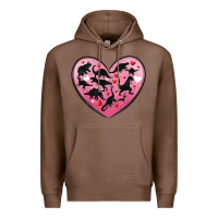 Chestnut dinosaur valentine heart Premium Hoodie - MaliasSmallBusiness