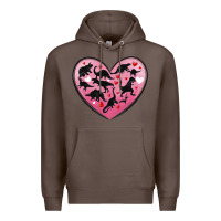 Coffee dinosaur valentine heart Premium Hoodie - MaliasSmallBusiness