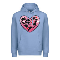 Colony Blue dinosaur valentine heart Premium Hoodie - MaliasSmallBusiness