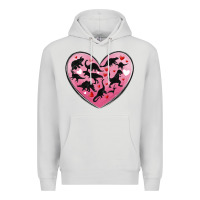 Dove Grey dinosaur valentine heart Premium Hoodie - MaliasSmallBusiness