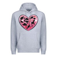 Heather Grey dinosaur valentine heart Premium Hoodie - MaliasSmallBusiness