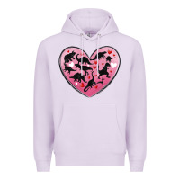 Lilac dinosaur valentine heart Premium Hoodie - MaliasSmallBusiness