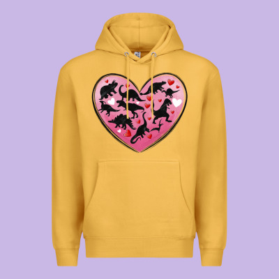 Dinosaur Valentine Heart Premium Hoodie Designed By Maliassmallbusiness