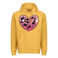 Mustard dinosaur valentine heart Premium Hoodie - MaliasSmallBusiness
