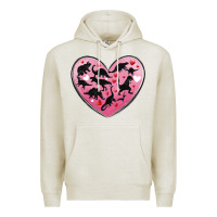 Oatmeal Heather dinosaur valentine heart Premium Hoodie - MaliasSmallBusiness