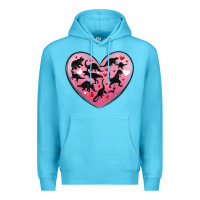 Ocean Blue dinosaur valentine heart Premium Hoodie - MaliasSmallBusiness