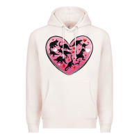 Pale Pink dinosaur valentine heart Premium Hoodie - MaliasSmallBusiness