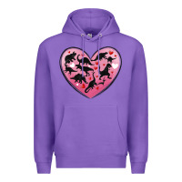 Purple dinosaur valentine heart Premium Hoodie - MaliasSmallBusiness