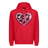 Red dinosaur valentine heart Premium Hoodie - MaliasSmallBusiness