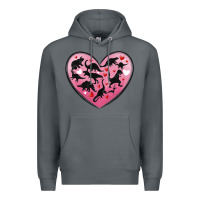 Rock dinosaur valentine heart Premium Hoodie - MaliasSmallBusiness