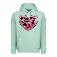 Seafoam dinosaur valentine heart Premium Hoodie - MaliasSmallBusiness