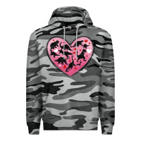 Slate Camo dinosaur valentine heart Premium Hoodie - MaliasSmallBusiness